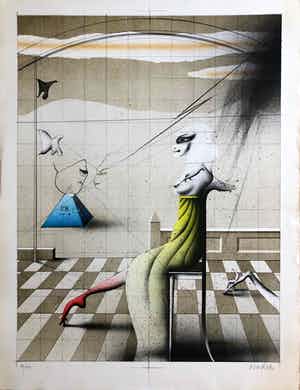 Paul Wunderlich - Titel onbekend gesigneerd verkocht voor € 100!