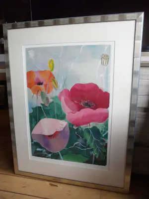 Marjan Jaspers - Zeefdruk, Klaprozen-Ingelijst kopen? Bied vanaf 50!