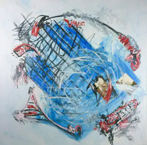 Vito Galfano - Olieverf en collage op doek, Abstracte compositie - Ingelijst (Groot) kopen? Bied vanaf 300!
