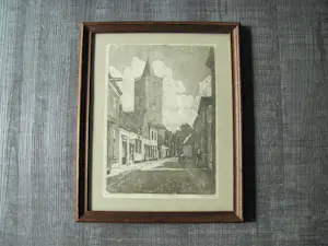 Karel Kok - Kerkstraat Noordwijk Binnen 1900 - ets uit 1974 kopen? Bied vanaf 30!