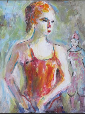 Niet of onleesbaar gesigneerd - Trapeze-artiesten in het circus - Olie/board kopen? Bied vanaf 1!