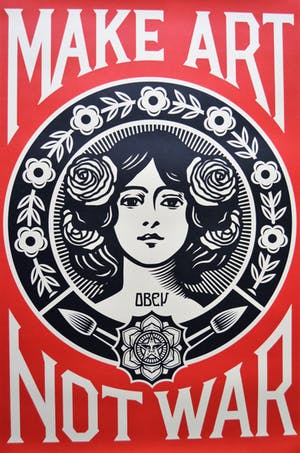 Shepard Fairey - MAKE ART NOT WAR - gesigneerd kopen? Bied vanaf 75!
