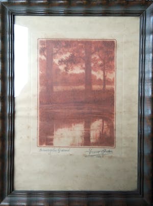 Niet of onleesbaar gesigneerd - De waterplas bij avond 1942. kopen? Bied vanaf 10!