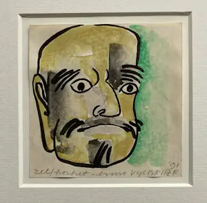 Ernst Vijlbrief - aquarel - zelfportret - 1991 - gesigneerd kopen? Bied vanaf 55!