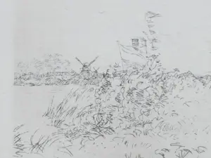 Willem Bastiaan Tholen - Polderlandschap bij Leiden - Ets kopen? Bied vanaf 50!