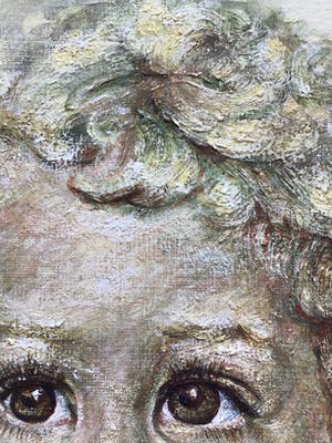 Niet of onleesbaar gesigneerd - Schilderij van meisje gesigneerd NB, olieverf op linnen kopen? Bied vanaf 1!