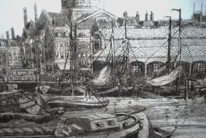 Eugene Rensburg - Leuvehaven Rotterdam, ca. 1918 kopen? Bied vanaf 75!