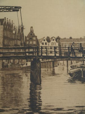 Willem Witsen - Ingelijste ets , Uilenburg I, Amsterdam – 1911 kopen? Bied vanaf 1!