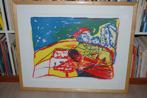 Pieter Defesche - Het gezin - grote kleurenlitho oplage 100 - zuurvrij ingelijst - incl.catalogus kopen? Bied vanaf 100!