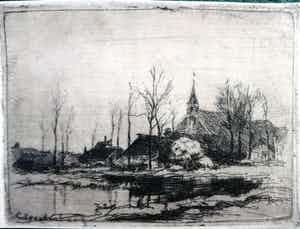 Cornelis Vreedenburgh - Kerkdorp aan plas verkocht voor € 45!