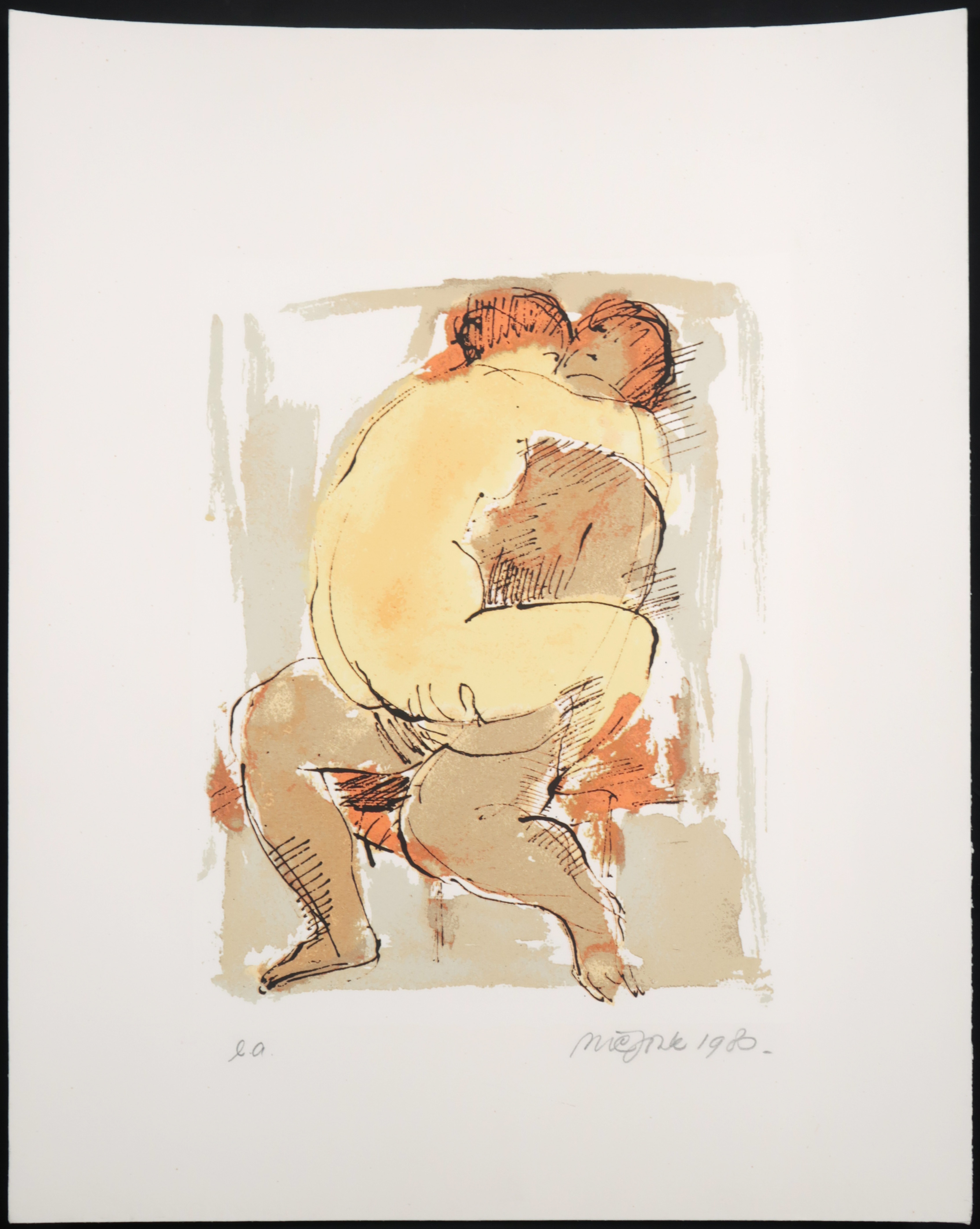 Nic Jonk - Zeefdruk, Liefdespaar, Gesigneerd kopen? Bied vanaf 50!