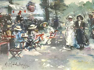 Martinus Leonardus Middelhoek - Aquarel - Stadspark rond 1910 kopen? Bied vanaf 135!