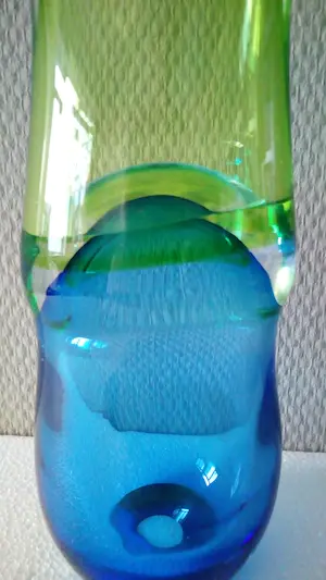 Paul Spannenberg - Groen en blauw glas object - Unicum - Gesigneerd kopen? Bied vanaf 150!