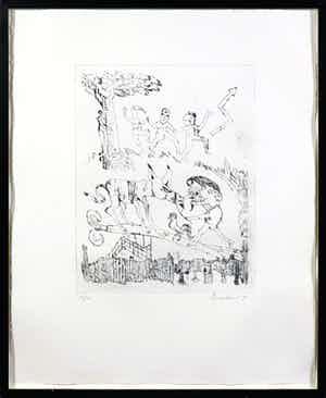 Lucebert - Ets, Indian love dance - Ingelijst verkocht voor € 150!