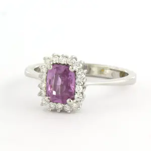 18k gouden ring met roze saffier en briljant geslepen diamant tot. 0.22ct kopen? Bied vanaf 850!