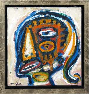 Henk Vierveijzer - Olieverf op doek, Z.T. Portret - Ingelijst verkocht voor € 300!