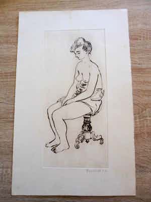Herman Berserik - Ets. "halfnaakt verkocht voor € 40!