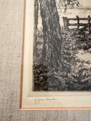 Anton Pieck - Drie bomen, Eigen Druk, Prachtige ets kopen? Bied vanaf 395!