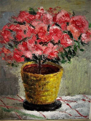 Frans Verpoorten - "Haarlemse Vijftiger" - Expressionistisch Olieverf - "Rode potplant" gesigneerd kopen? Bied vanaf 20!