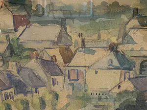 Pieter H.A. Briels - Dorpsgezicht- Fraai ingelijst kopen? Bied vanaf 1!