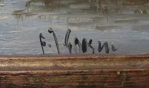 Frits Goosen - Schilderij water landschap met visser in bootje kopen? Bied vanaf 350!