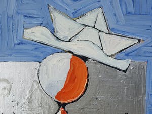 Andre Groothuizen - Schilderij: 'Bootje' (1990) - Zeer groot kopen? Bied vanaf 135!