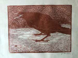 Jan Mankes - Houtsnede Zwarte Kraai - Gesigneerd - 1918 verkocht voor € 375!