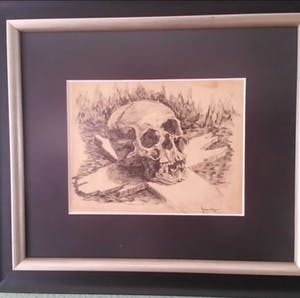 Jan Montyn - Schedel op Kruis (oorlogstekening Korea 1953?) kopen? Bied vanaf 175!