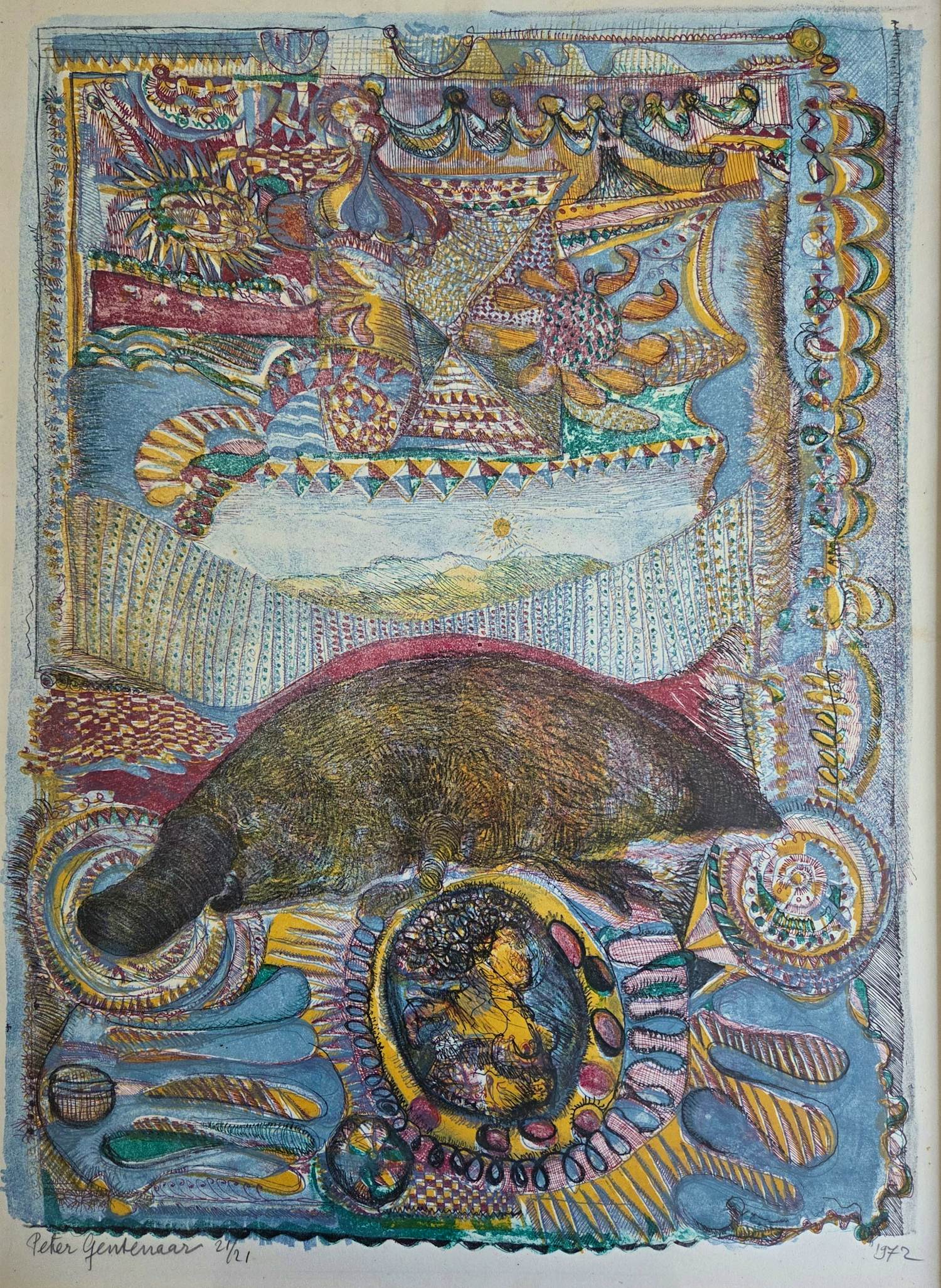 Peter Gentenaar - Vogelbekdier. Fantasielandschap. kopen? Bied vanaf 20!