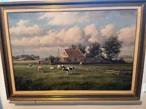 Gert-Jan Veenstra - Landschap met boerderij en koeien kaufen? Bieten Sie von 400!
