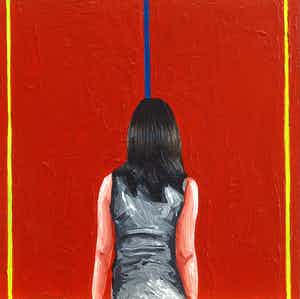 Gerard Boersma - Who's Afraid Of Red, Yellow And Blue (Vrouw met schilderij van Barnett Newman) verkocht voor € 75!