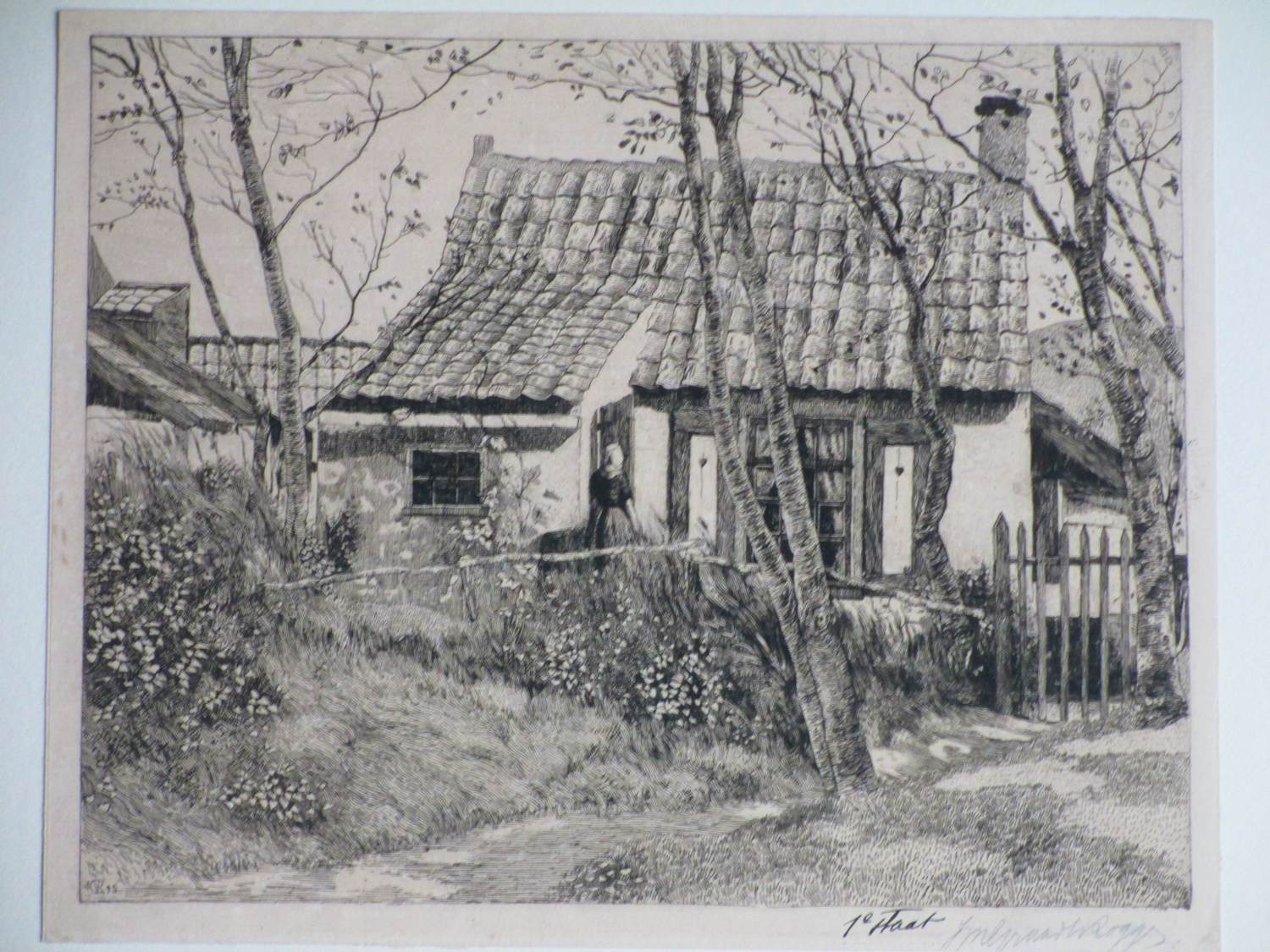 Johannes Graadt van Roggen - Huisje in Nieuw Domburg - Ets kopen? Bied vanaf 100!