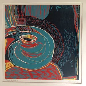Diana van Hal - La Peche 2 - Houtsnede, Ingelijst kopen? Bied vanaf 59!