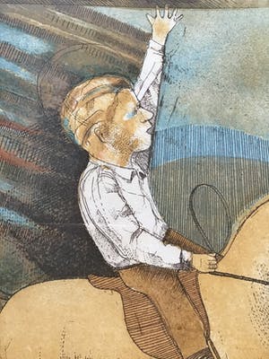 Aat Verhoog - Ets aquatint, ruiter te paard, gesigneerd en ingelijst kopen? Bied vanaf 25!