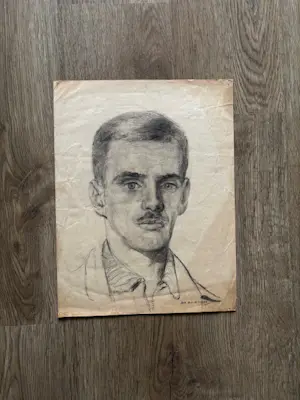 Albert Mulder - Albert BJ Mulder (1889-1987) - portret van een jonge man met snor kopen? Bied vanaf 25!