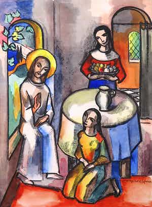 Matthieu Wiegman - Aquarel en zeefdruk, Martha en Maria verkocht voor € 100!