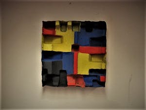 Pjotr van Oorschot - Geometrisch Acrylverf op karton "Hommage a de Stijl" gesigneerd kopen? Bied vanaf 30!