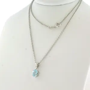 14k wit gouden collier met hanger bezet met topaz 1.00ct - 45 cm lang - 1.9 gram kopen? Bied vanaf 240!