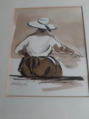 Cees Bantzinger - Aquarel, 4 portreten van mensen kopen? Bied vanaf 40!