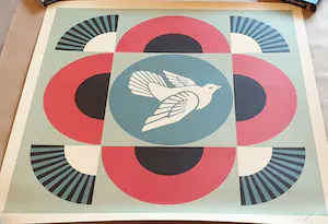 Shepard Fairey - GEOMETRIC DOVE -RED- SIGNED OFFSET LITHOGRAPH kopen? Bied vanaf 1!