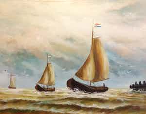 Niet of onleesbaar gesigneerd - Hollandse School (19e eeuw) - Zeegezicht verkocht voor € 10!