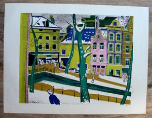 Jan Wiegers - Kleurenlitho: Achterburgwal - 1947 kopen? Bied vanaf 175!