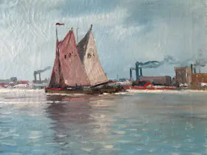 H. Meullemans - Havenzicht met stoomboot kopen? Bied vanaf 350!