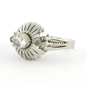 18k wit gouden solitair ring met roos geslepen diamanten tot. circa 0.20 ct kopen? Bied vanaf 625!