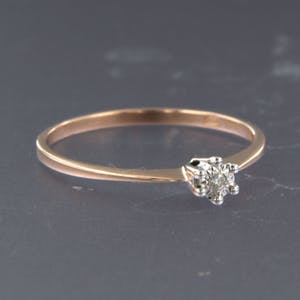 14K Goud - rood- en witgouden ring bezet met diamant - ringmaat 16 (50) kopen? Bied vanaf 55!