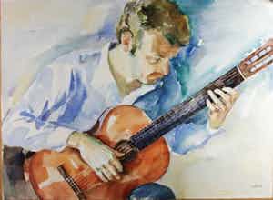 Hans Hazenbroek - Aqurel met aan beide kanten afbeelding verkocht voor € 75!