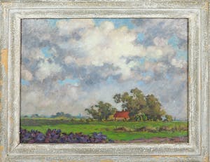 Jan Dekker - Olieverf op Doek, Boerderijzicht, Ingelijst kopen? Bied vanaf 1!