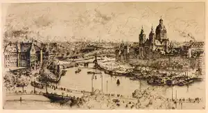 Albert Hemelman - Ets, Gezicht op Amsterdam verkocht voor € 40!