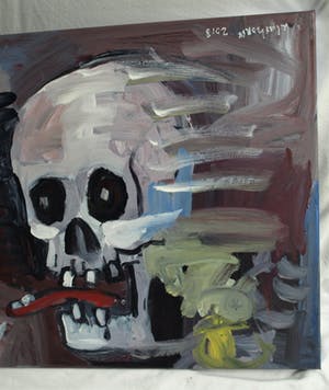 Peter Klashorst - Acrylverf op doek , “Vrouw met Schedel” - GROOT – 2018 – 55 x 100 cm kopen? Bied vanaf 375!