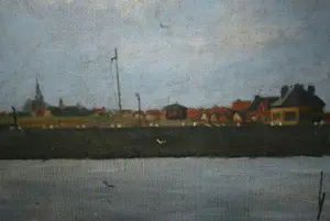 Elbert Hooijberg - Havengezicht (mogelijk Texel) - olieverf op doek kopen? Bied vanaf 125!